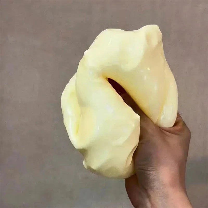 Giant Cheese Cube Squeezing Ball 7cm Ultra-thin Cheese Flour Ball Plastic Kneading Music TPR Decompression Toy Room Decoration