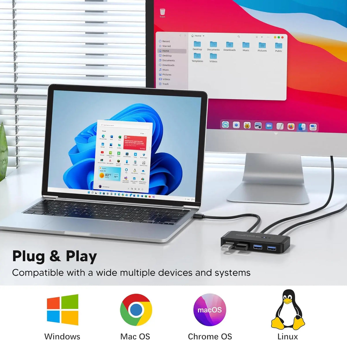 USB 2.0 3.0 Switch KVM Switcher Selector KM Hub