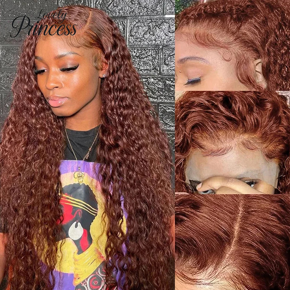 30 40 Inch Reddish Brown 13x6 Lace Frontal Wig 250 Density Colored