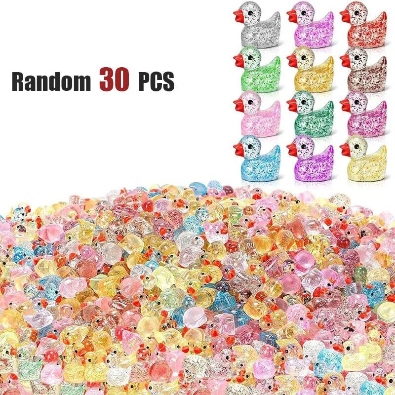 Glitter Miniature Resin Duck Mini Tiny Ducks for DIY Garden Micro