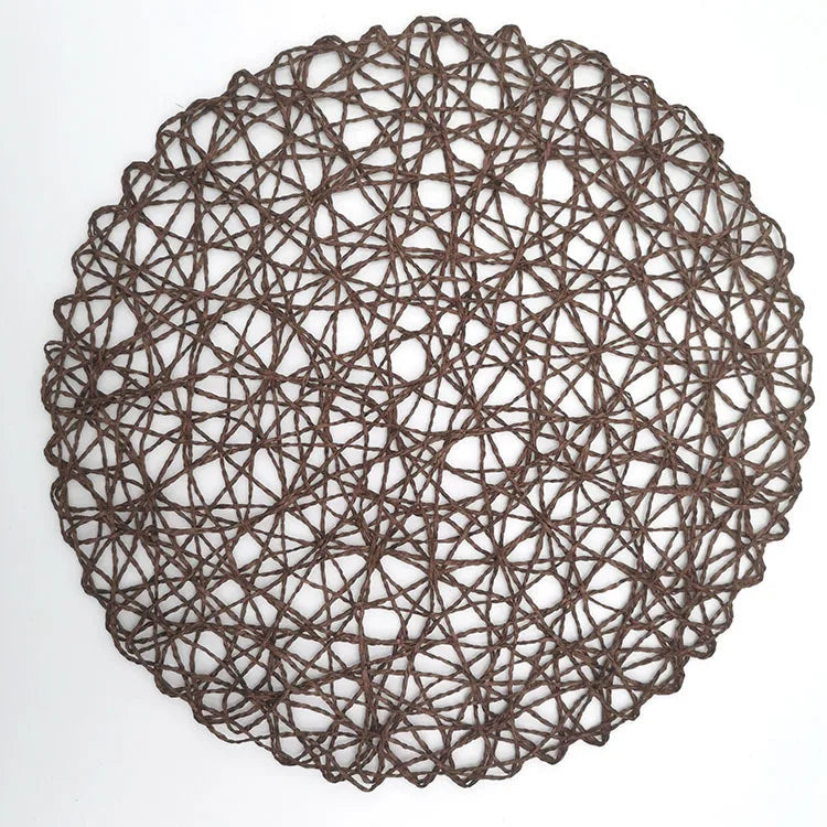 15'' Paper Braided Round Placemats Natural Non-Slip Heat Resistant Table Mats for Dining Tables Woven Indoor & Outdoor Placemats