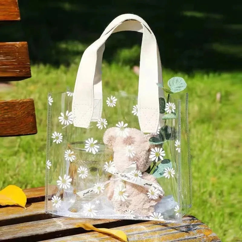 1-20pcs Transparent Bag Candy Bags Daisy Printed Gift Package Bag Picnic Storage Bag Mother's Day Wedding Easter Sweets Bags