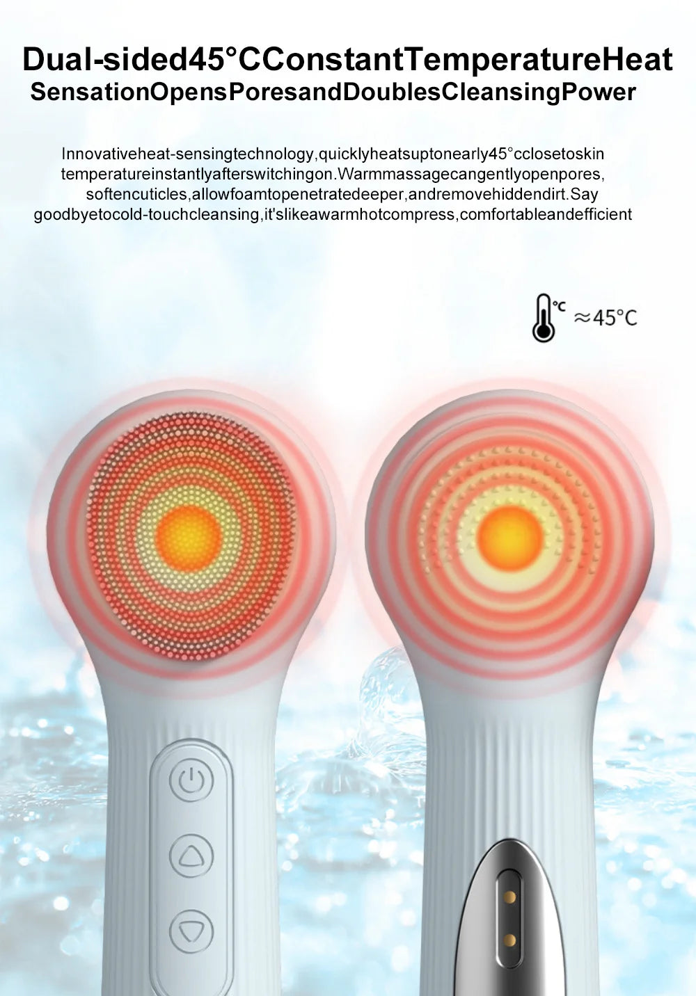 Double-Sided Eletrical Facial Cleansing Men Women Facial Cleansing Brush Heating Silicone Face Wash Brush Manual Clean Skin Care