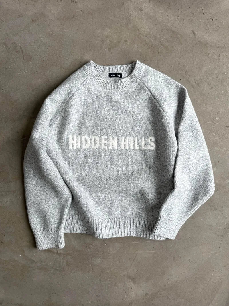 Y2k Spring And Autumn Gray Letter Sweater Women's Fashion Street Retro Casual Trendy Pullover Men's And Women's Loose Sweatshirt