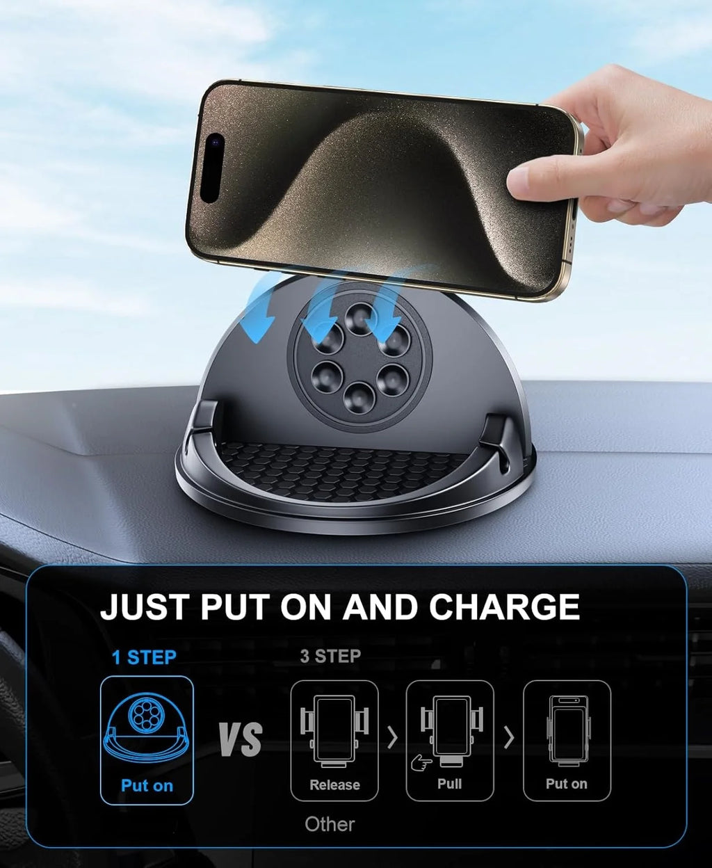 Car Phone Holder Wireless Charger Non-Slip,Mobile Phone Fast Wireless Charger for iPhone15W Wireless Car Charger Dashboard