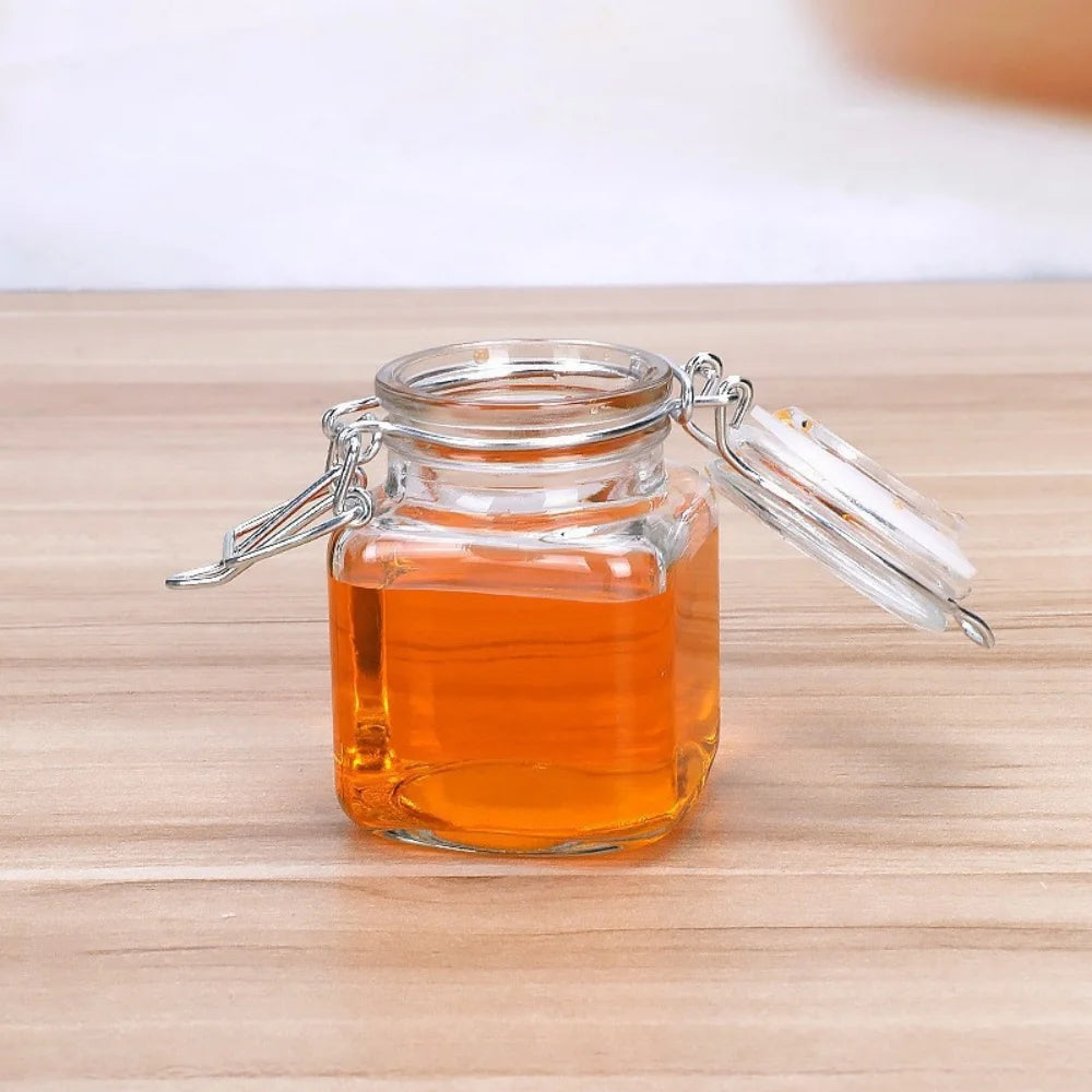Buckle Glass Jar Transparent Airtight Glass Jar Wide Mouth Container Stylish Sealed Storage Jar For Spice Organization Coffee