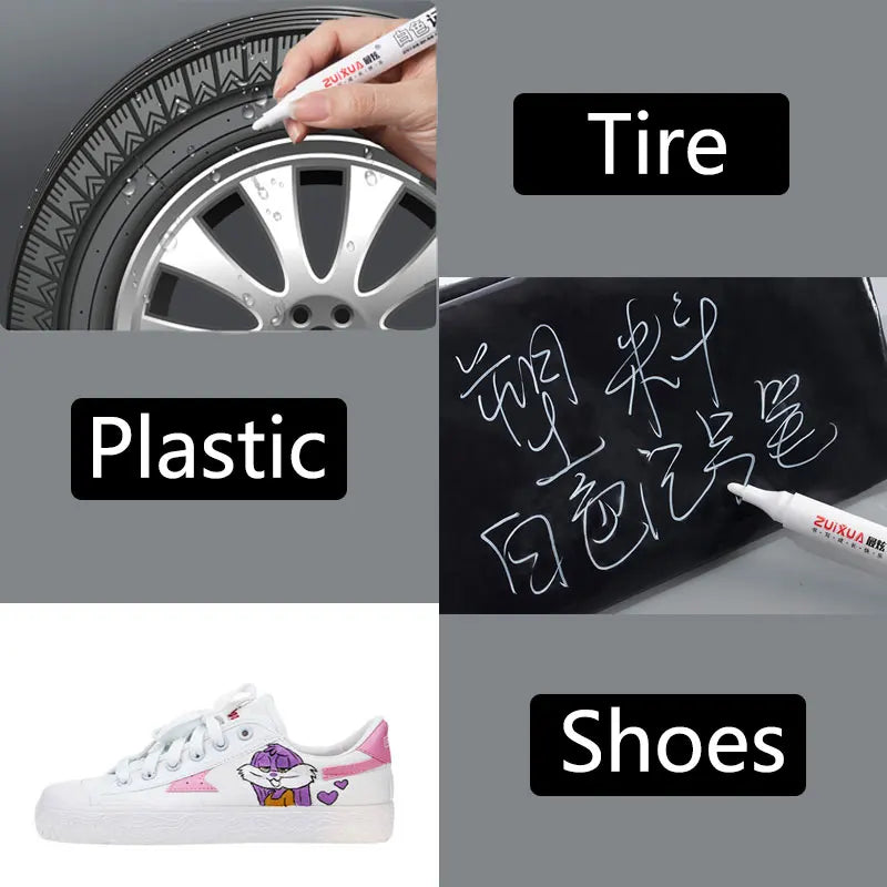 White Waterproof Oil-Based Marker Pens 2.0mm