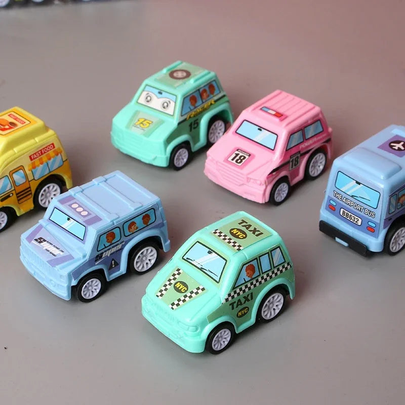 6pcs Car Model Toy Pull Back Car Toys Mobile Vehicle Fire Truck