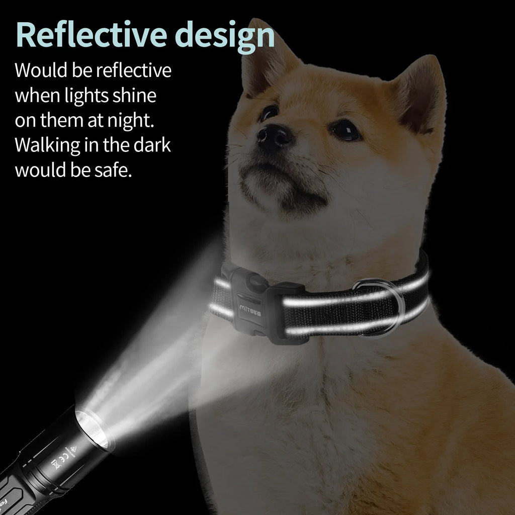 Reflective Adjustable Padded Dog Collar Soft Breathable Pet Neck