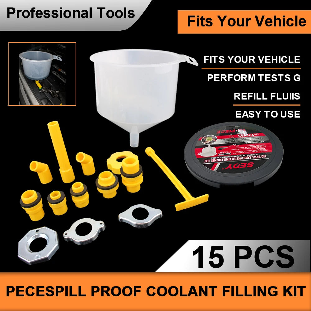 Set Funnel Spout Coolant Filter Filling Kit Brake Bleeder