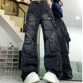 Women Y2K Japanese Streetwear Design Cargo Pants Denim Pants Long