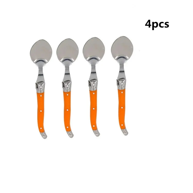Laguiole Teaspoon set Mini Small Coffee Spoons Ice Tea Spoon Stainless Steel Stirring Dessert Scoop Flatware 6'' 15.5cm 4-10pcs