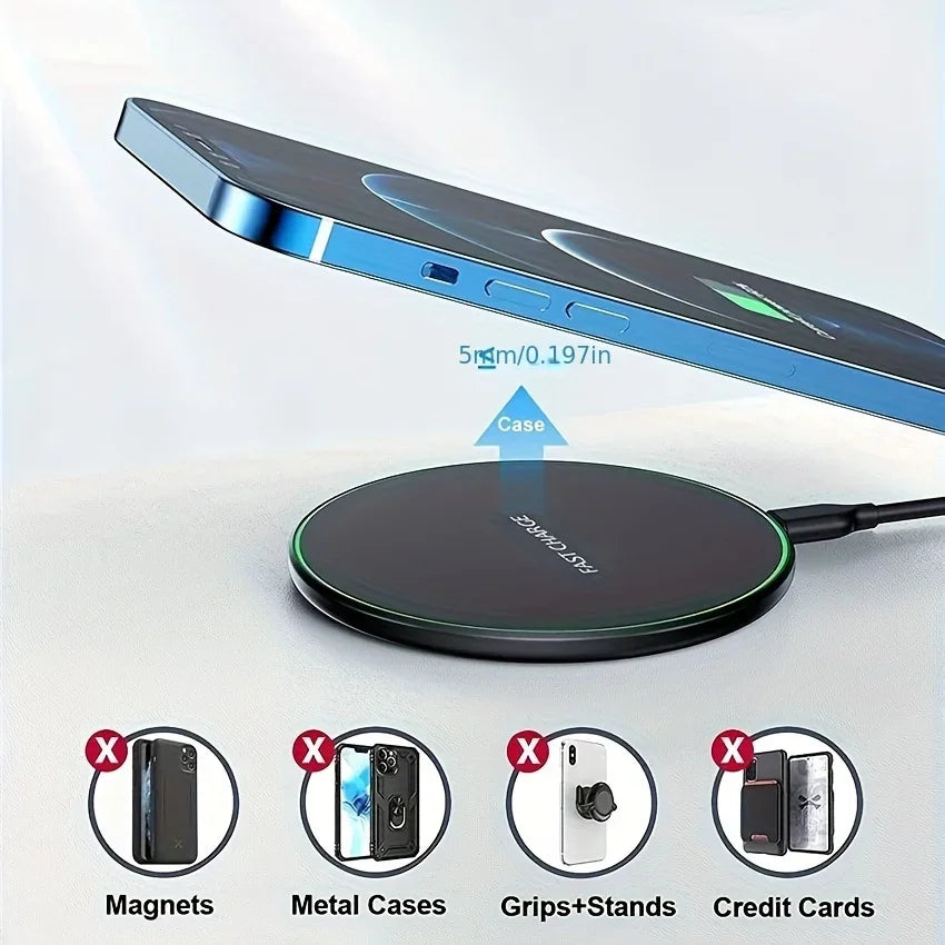 15W Wireless Charger Pad Stand for iPhone 17 16 15 14 13 12 XR Samsung S22 S21 Xiaomi Phone Chargers Fast Charging Dock Station