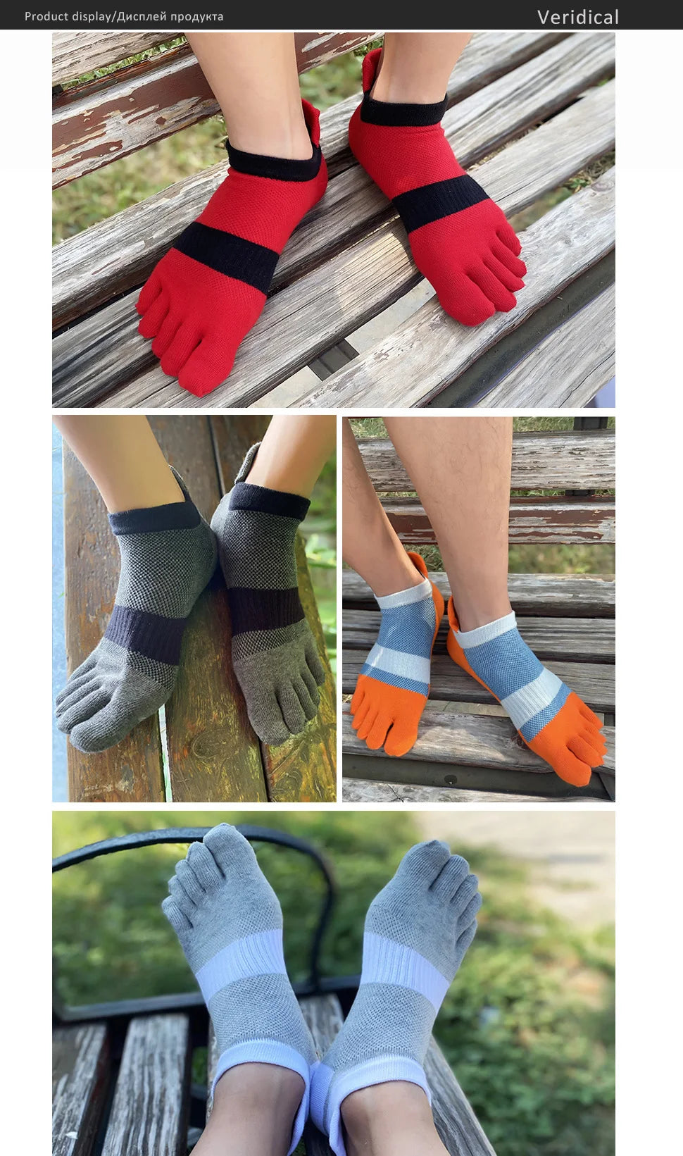 5 Pairs Five Finger Ankle Sport Socks Cotton Mens Striped Mesh Breathable Shaping Anti Friction No Show Socks With Toes EUR39-46