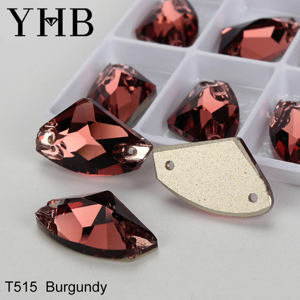 YHB Top Quality Galactic Axe Glass Crystal AB Moonlight Sewing Stones Flatback Sew on Rhinestones For Garment Clothes Bags