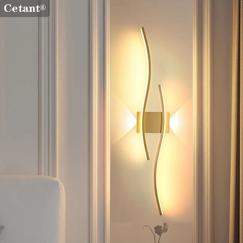 LED Wall Lamp 60/80CM Remote Control Wall Sconce Living Room TV Background Decor Bedroom Kitchen Stair Home Decor Led Lighting
