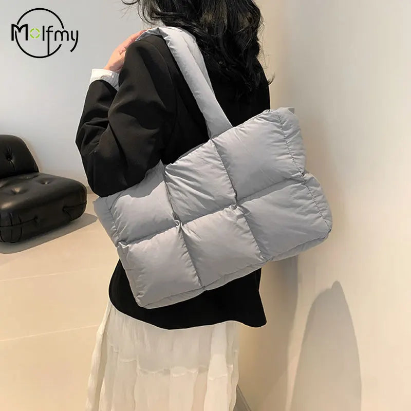 Women Tote Handbags Quilted Plaid Bag Retro Trendy Checkered