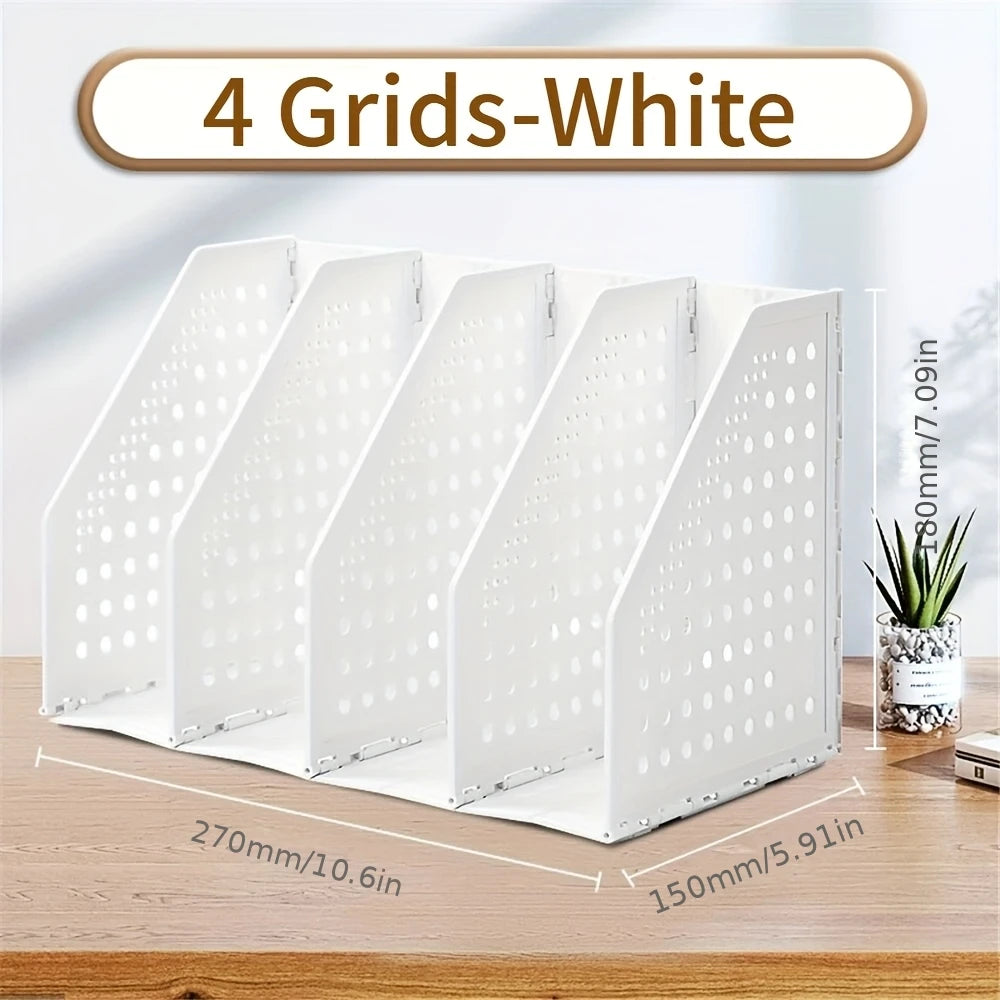 1Pc Deli 3/4 Grids Retractable File Holder Desktop Bookends Desk Organizer Magazine File Organizer Creative DIY Book Organizer