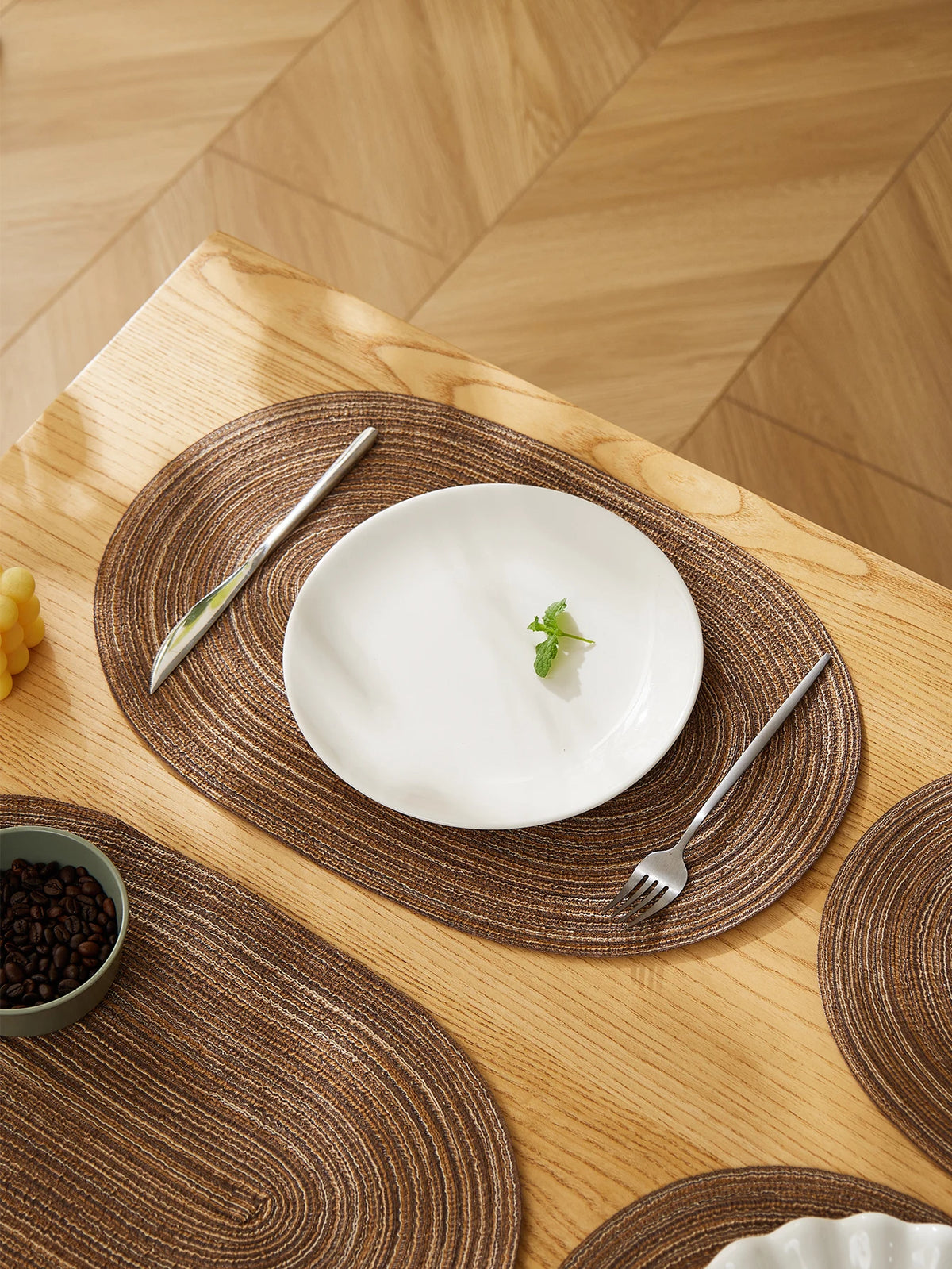 Set Oval Rop Cotton Braided Table Place Mats Braided