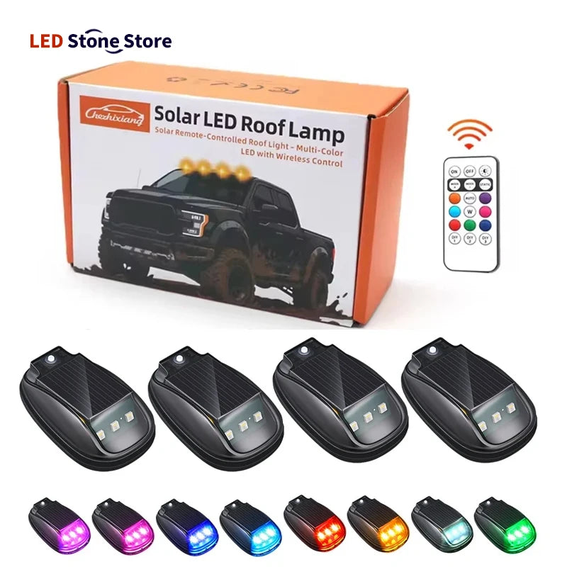 Solar RGB Strobe Warning Lights, Car and Motorcycle