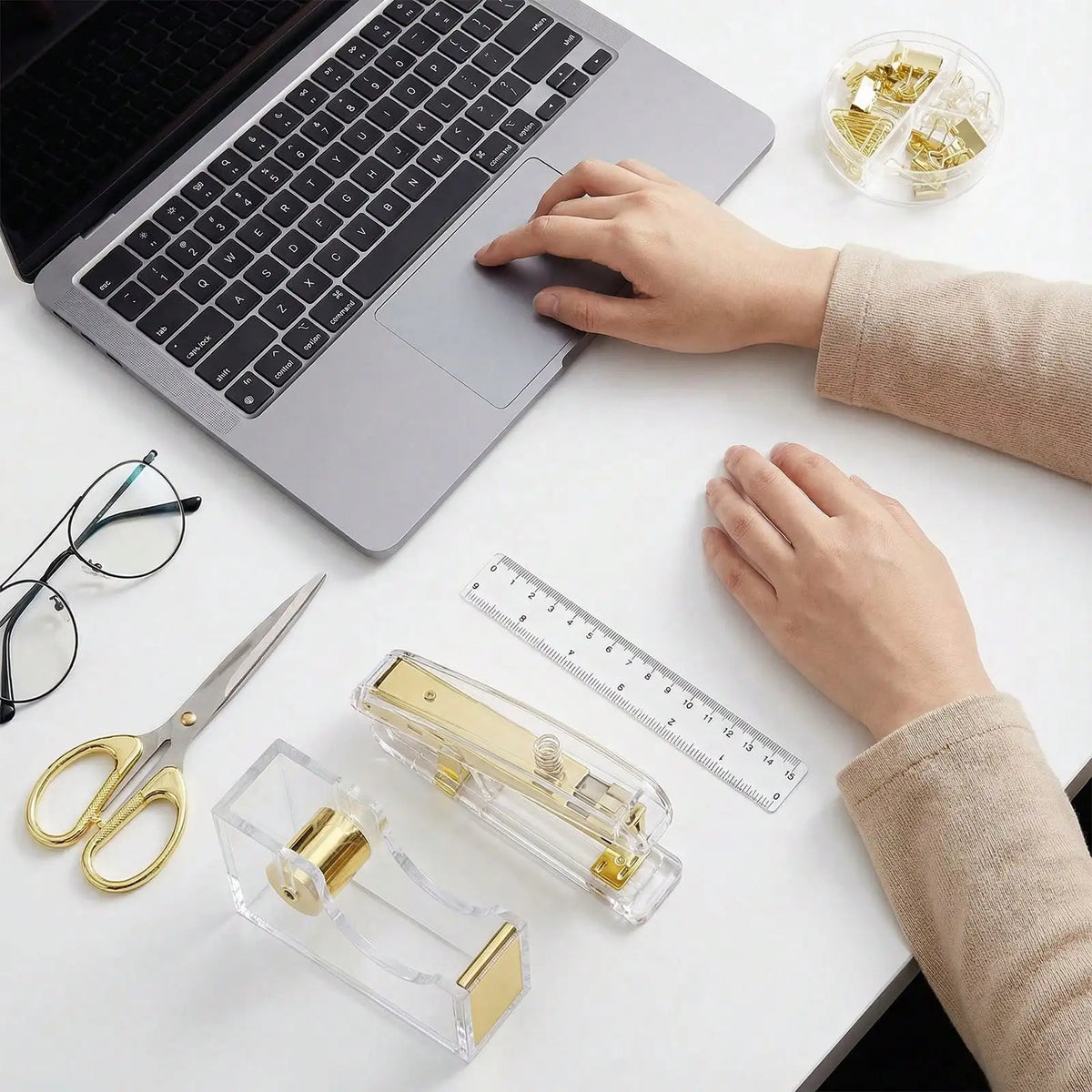 Gold Acrylic Desk Accessories Set