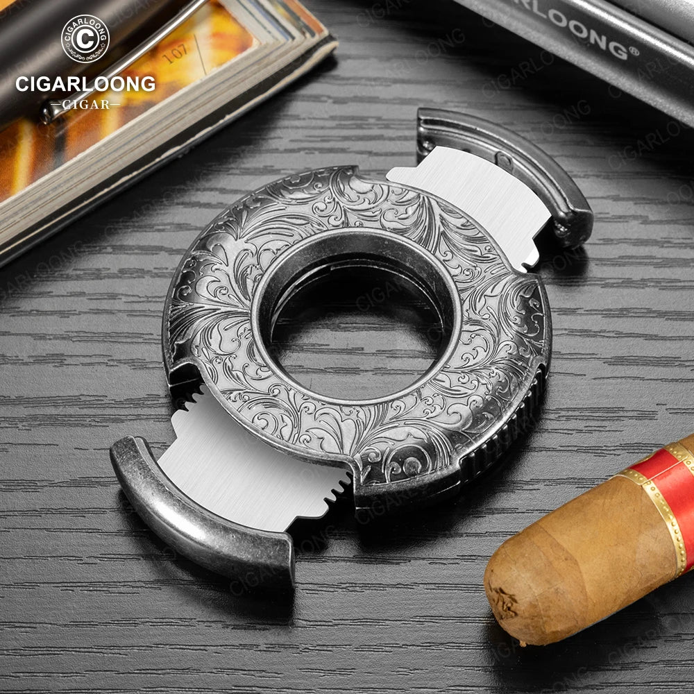 CIGARLOONG Cigar Cutter Portable Round Scissors Stainless Steel Large Caliber Smooth Flat Cutter Art Gift Box Packaging CE-25FJ