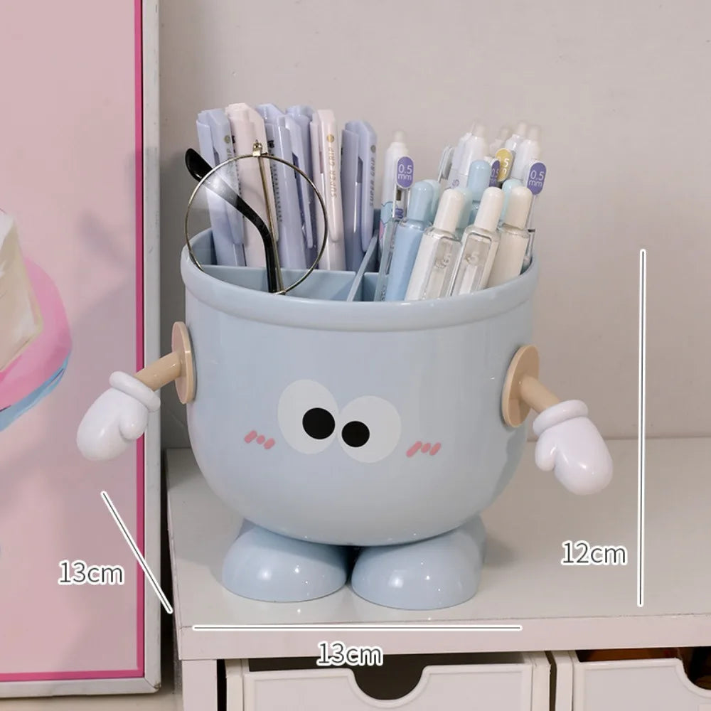 Creative Pen Holder with Hook Table Cute Stationery Storage Box Pen Holder Rack Student Children Girls Desk Organizer