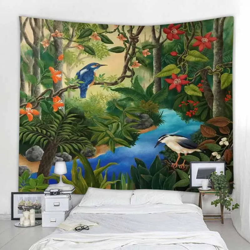 Aesthetic Home Decor Tapestry Beach Towel Yoga Mat Blanket Table Cloth Tapestry Tropical Jungle Animals Wall Hanging Tapestry