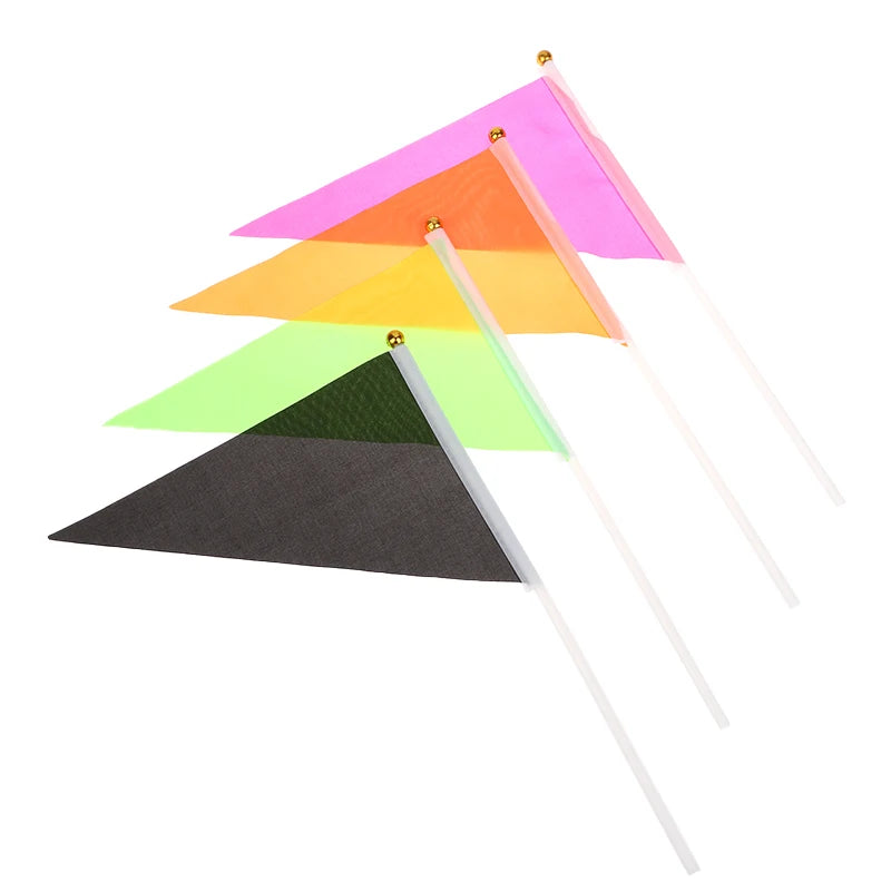 10Pcs Colorful Triangular Flags With 10 Plastic Flagpoles Hand-Held Small Colorful Flags For Marking Garden Lawn Yard Supplies