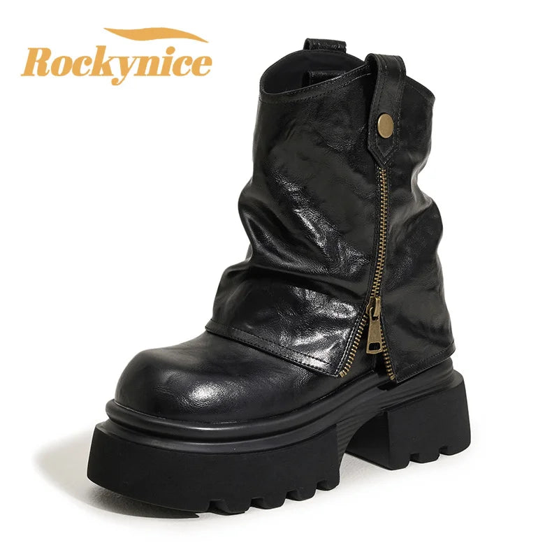 Winter Gothic Style Chunky Boots High Platform Women Ankle Boots