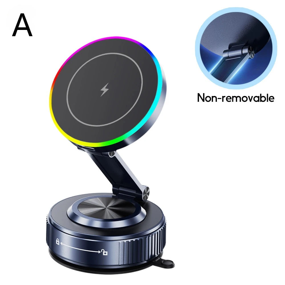 15W Car Magnetic Wireless Charger Vacuum Bracket Phone Holder for Magsafe iPhone 17~12 Pro Max Fast Charging Suction Cup Station