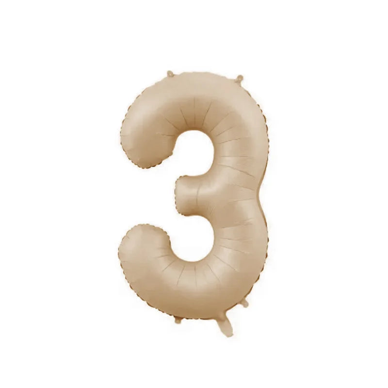 10/5/1Pc Brown Beige Cream 18inch Heart Balloons Cream Number Balloons 1 2 3 4 5 6 Birthday Number Foil Balloon Helium Air Globo