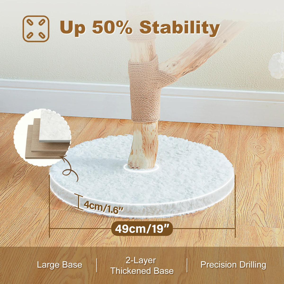 Modern Cat Tree Tower with Natural Solid Wood Scratching