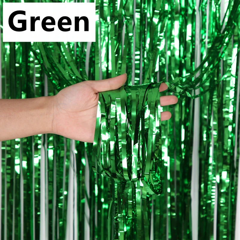 1pack Party Backdrop Metallic Foil Fringe Tinsel Curtain Adult