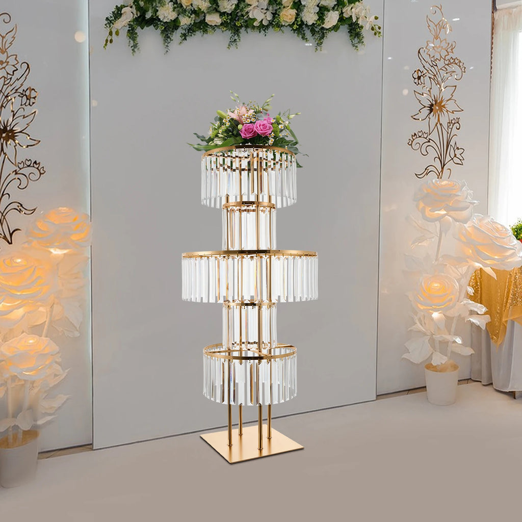 Gold 5‑Tier Wedding Flower Stand Acrylic Iron Electroplated Flower