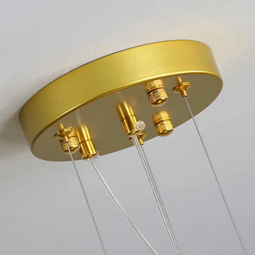 SANDYHA New Trend LED Chandelier Luxury Metal Cord Pendant Lighting for Parlor Living Dining Room Home Decor Home Hanging Lamp