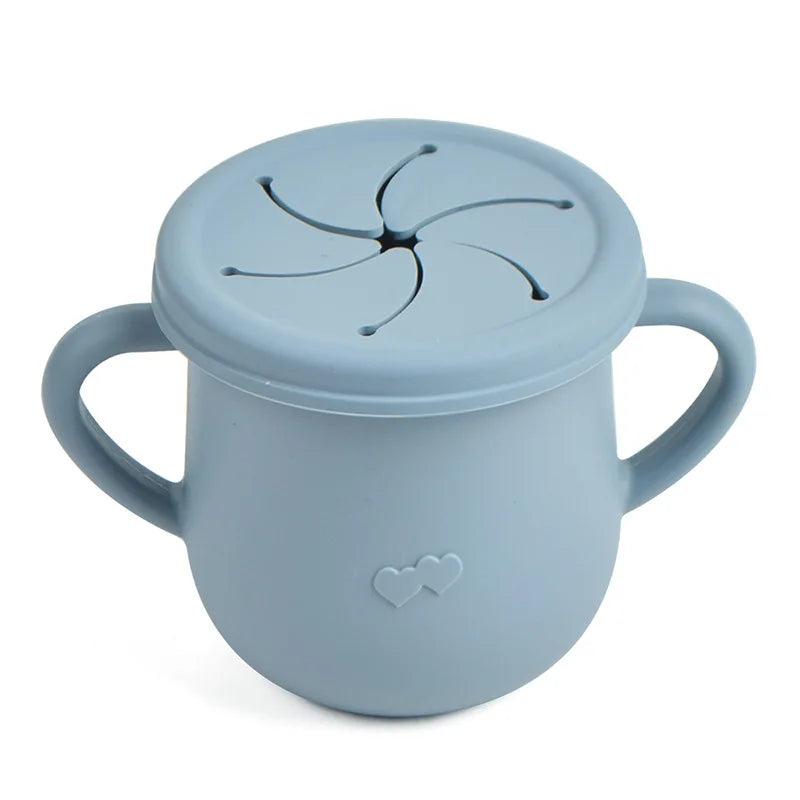 Kids Cup Silicone Food Storage Box Solid Color Baby Sippy Cup Portable Children Snacks Container with Lid Scale BPA Free 200ml