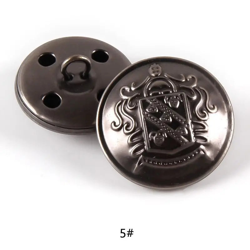 10pcs 15/20/25mm Metal Vintage Coat Suit Uniform Button Retro Copper Buttons Round Shank button DIY Sewing Ornaments