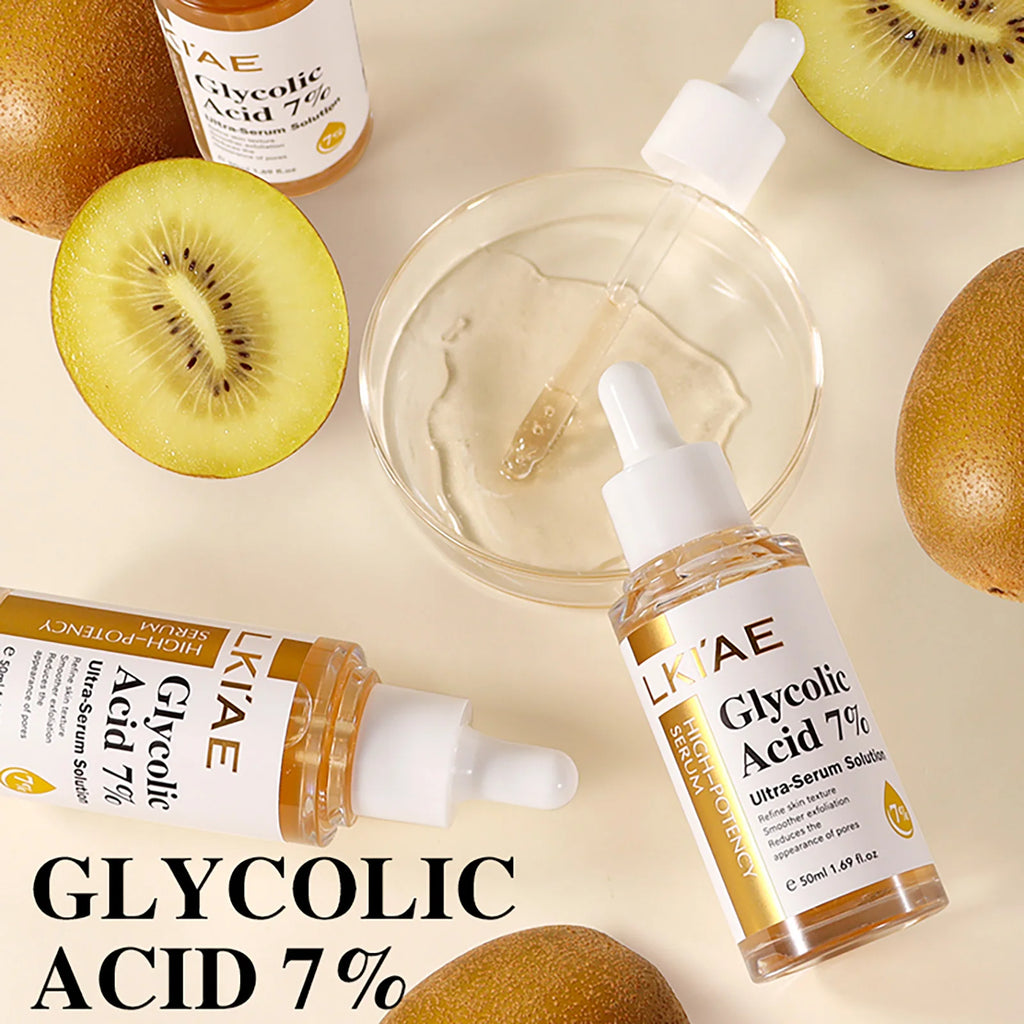 LKIAE Glycolic Acid Brightening Skin Care Set, Reduce Dark Spots, Unclog Pores, Clean Skin, Whitening Kit For All Skin Types