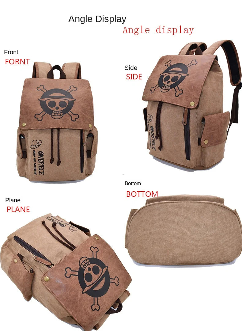 Cartoon Animation AttackonTitan ONEPIECE NARUTO Large Capacity Canvas Backpack