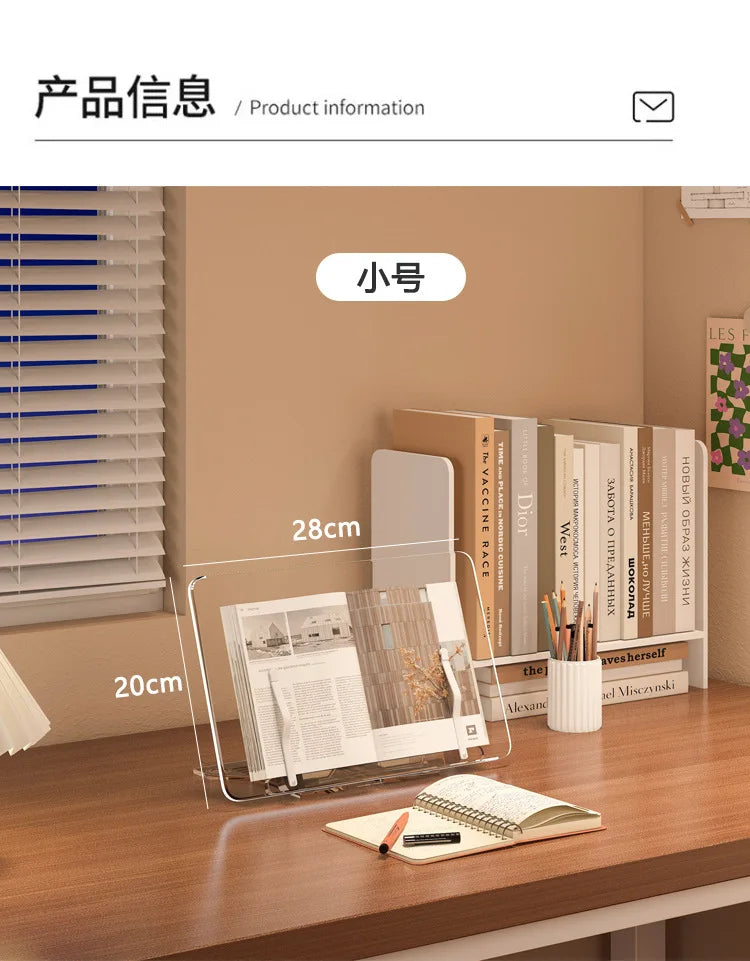 Acrylic Book Stand for Reading Hands Free Adjustable Book Holder to Prevent Neck Strain Foldable Desk Organizer for Study Office