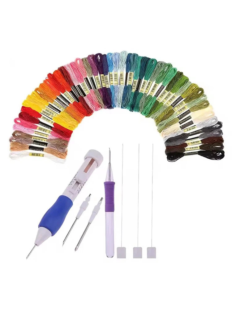50 Colors Punch Needle Embroidery Kit for Beginners Adults - Complete Sewing Kit with hreads for Crafting And DIY Projects