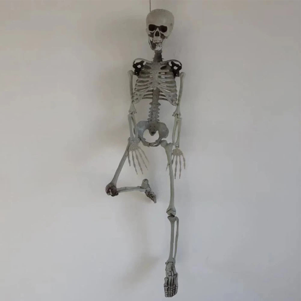Halloween Horror Skeleton Statue Movable/Posable Joints Scary Skull Ornament Halloween Theme for Yard Garden Patio Haunted House