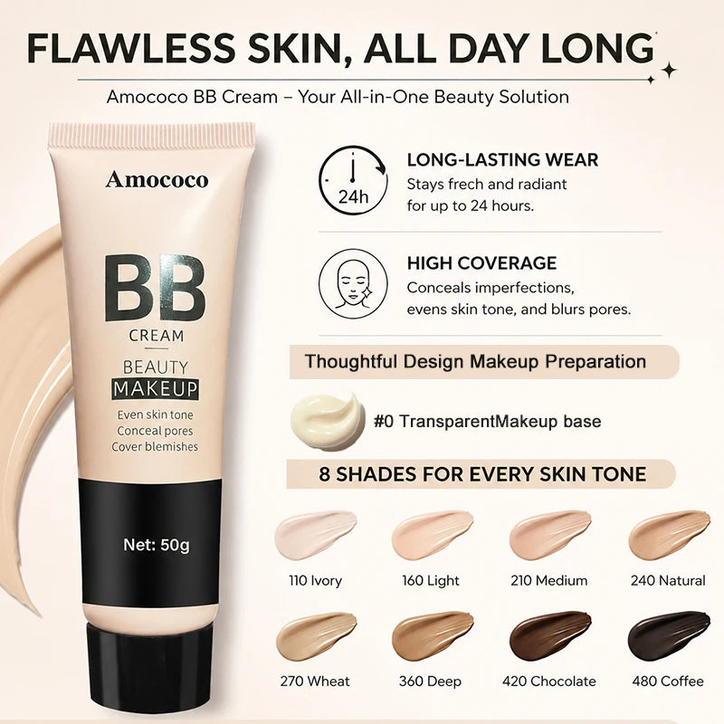 Amococo 2pcs BB Cream 50g Each Beauty Makeup Base