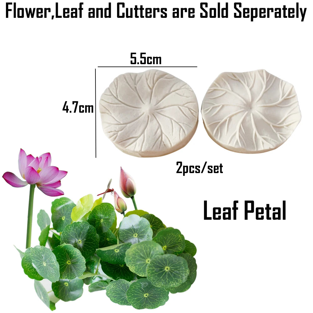 NEW 2pcs Lotus Silicone Mold Leaf Moulds DIY Cake Fondant Mould Dessert Chocolate Clay FondantDecoration Kitchen Bake Tool M2884