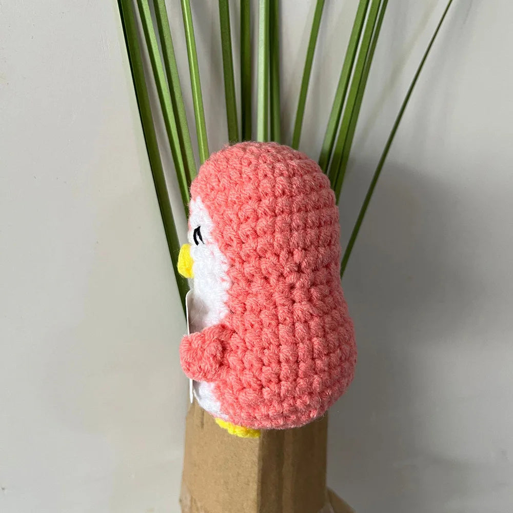 New Crochet Flower Penguin Doll Decoration Desk Accessories Kawaii Positive Energy Pengniu Doll Home Room Decor Christmas Gift