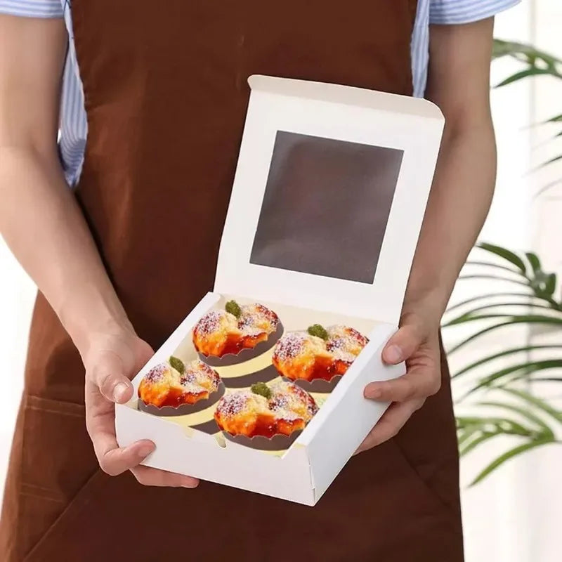 Clear Window Cupcake Boxes with Inserts Cake Holder Carrier for Holiday Parties Baking Supplies and Special Events