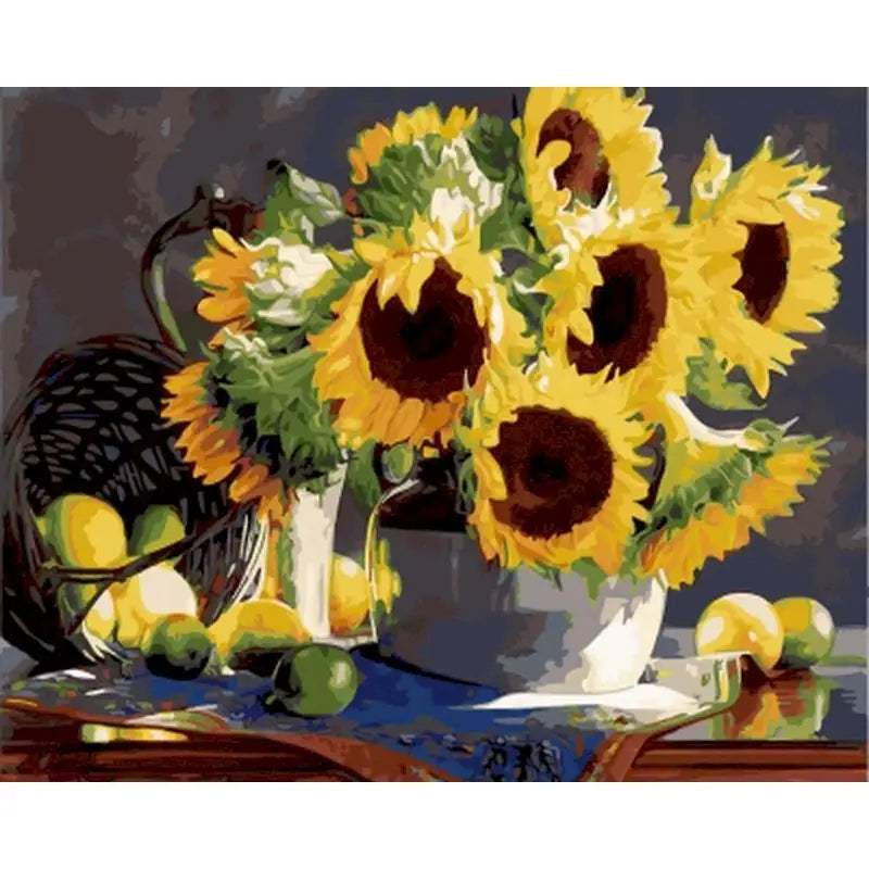 GATYZTORY DIY Frame Painting By Numbers Kits Sunflowers Abstract Modern Home Wall Art Picture Flowers Paint By Numbers