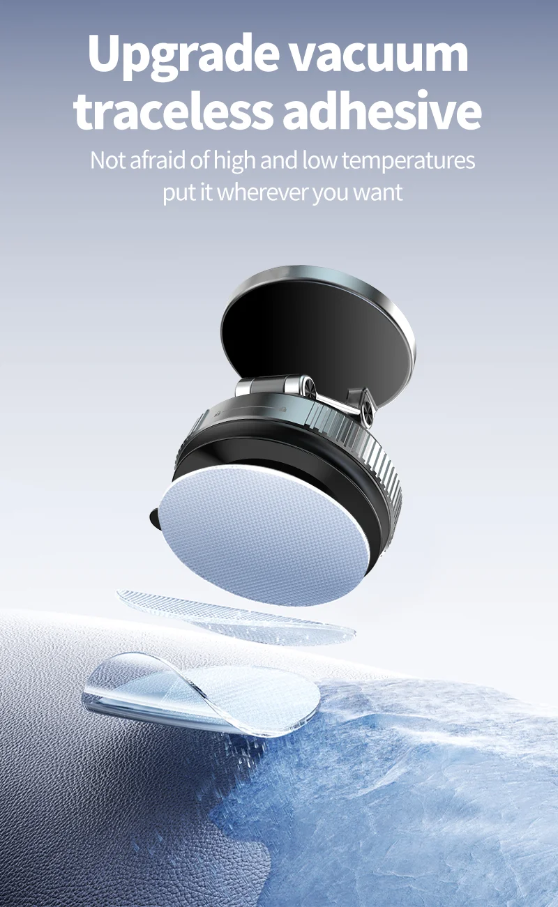 Magnetic Wireless Charger Holder Vacuum Phone Stand for Magsafe iPhone 16-12 Pro Max 360° Adjustable Suction Cup Car Dashboard