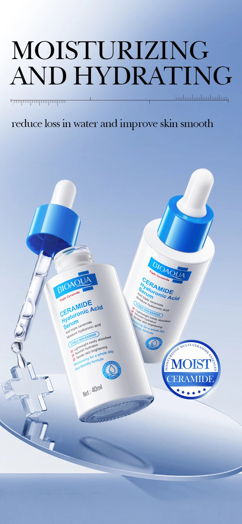 BIOAQUA Ceramide Hyaluronic Acid Serum for Face Moisturizing Anti Wrinkles Anti-aging Whitening Facial Essence Skin Care